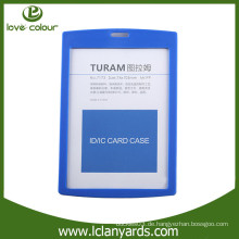 Kundenspezifischer blauer vertikaler harter Plastikkartenhalter für Firmennamenkarte